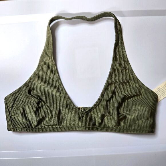 Aerie Halter Bikini Top Medium Green - Picture 1 of 4